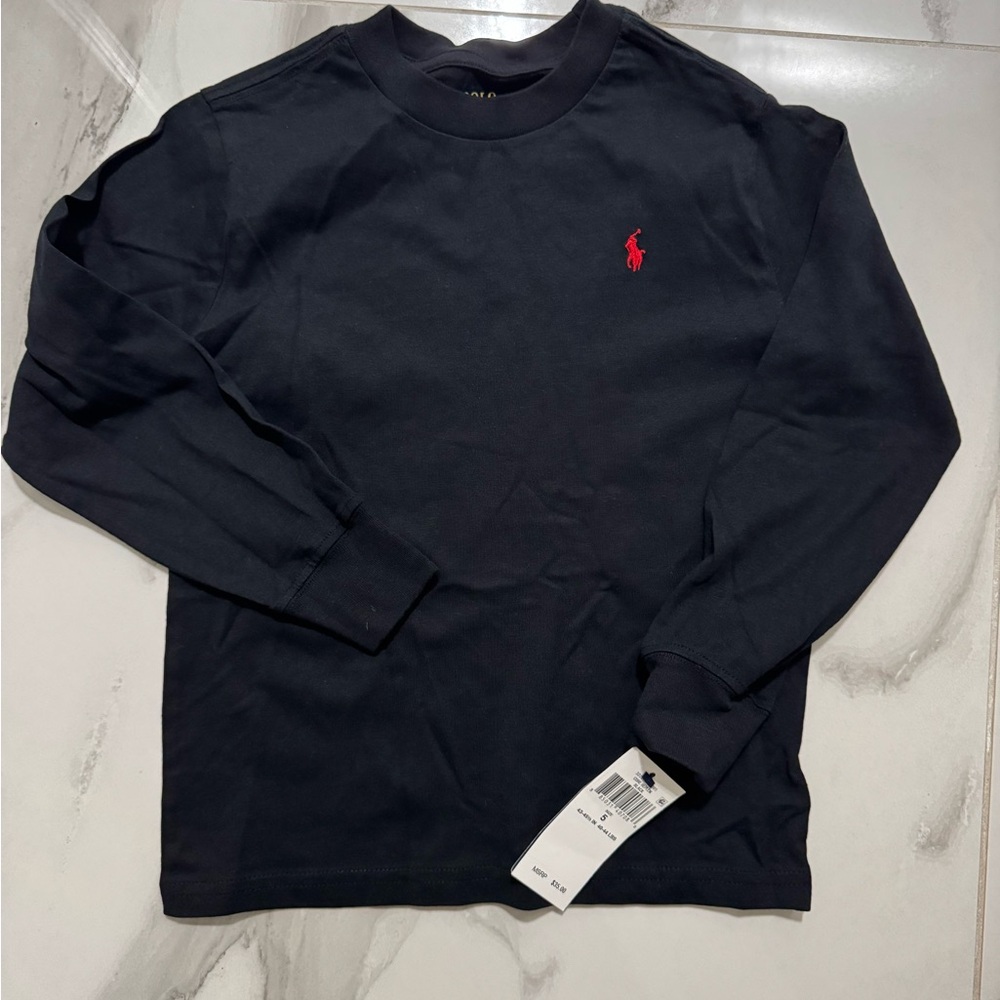 Polo by Ralph Lauren Kids Long Sleeve Tee - Black with Red Logo